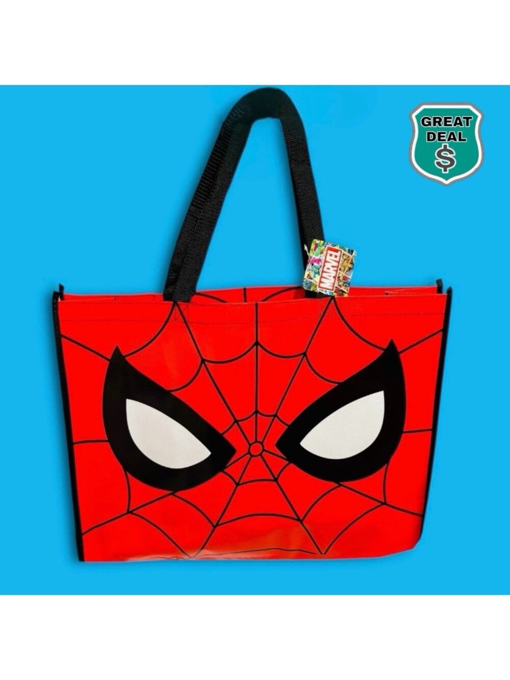 Marvel Amazing Spiderman XL Reusable Shopping Tote Bag with Dual Handles. NEW!
